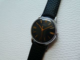 Very rare Vintage Black POBEDA Men ' s dress watch from 1960 ' s years 5