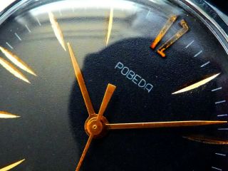 Very rare Vintage Black POBEDA Men ' s dress watch from 1960 ' s years 8