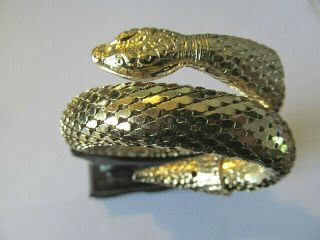 Vintage Whiting & Davis Gold Plate Coil Snake Serpent Wrap On Bangle Bracelet