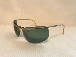 Vintage Renault Of France 1960s Silver Frame Green Lens Sunglasses James Bond