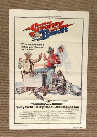 1977 Smokey And The Bandit Burt Reynolds Vintage 27x41 Poster Classic Chase Film