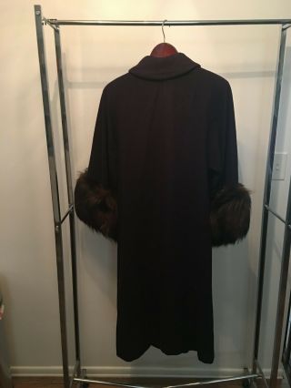 Vintage Opera Coat Navy wool and Fox Fur Collar Cuff Cape Long Jacket 1950 XL 3