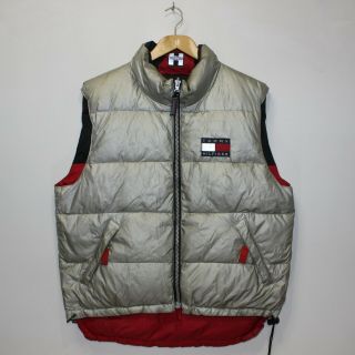 Vtg Tommy Hilfiger Athletic Gear Down Insulated Reversible Puffer Vest Jacket Xl