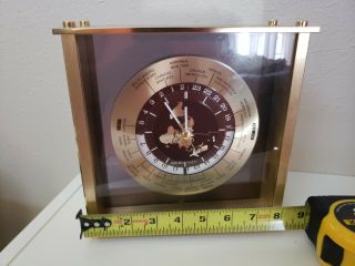 Euc Large Rare Seiko Quartz Vintage World Timer Clock.  Gold Colored Frame