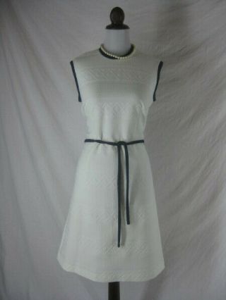 Vtg 50s 60s White Hob Nobber Womens Vintge Dress W 34