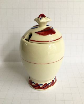 Rare 40s Vintage Vernon Kilns Monterey 4.  5 " Handpainted Jam Jar Xlnt