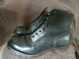 Vintage Sportwelt Black Leather Us Army Boots Mens Size 9 Ee Pre - Vietnam Jungle