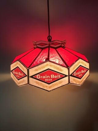 Vintage Grain Belt Beer Tiffany Style Hanging Lamp Red Light