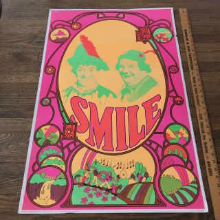 Vintage Blacklight Poster Smile Psychedelic Laurel & Hardy 1960s Acid Lsd Sf