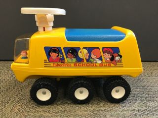 Vintage Ride On Fisher Price Little People School Bus 1970s 1980s 3
