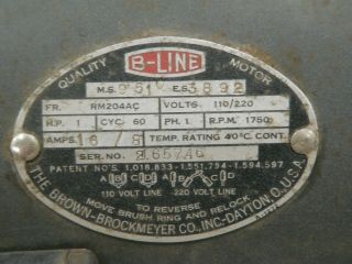Vintage Brown Brockmeyer B - Line 1 HP,  1750 RPM Motor 6