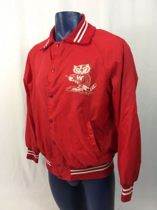 Vintage 70s 80s Champion Usa Made Red Wisconsin Badgers Hockey Jacket Lg
