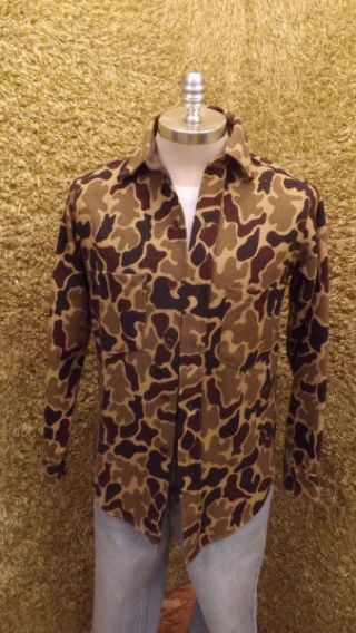 Vtg Woolrich Wool Camouflage Hunting Shirt Sz Small Usa Made