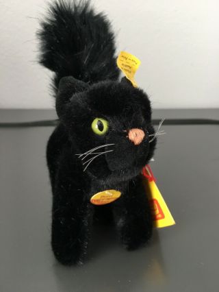Steiff Vintage Burri Black Cat W/ All Tags And Button