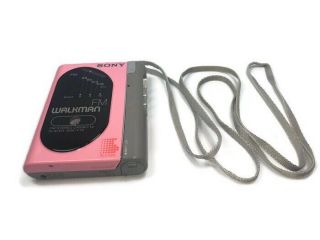 Vtg Pink Sony Walkman Wm - F70 Fm Stereo Cassette Player Parts/repair & Headphones