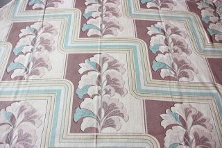 Vintage Mid Century/modern C1944 - 50s Barkcloth Era Cotton Fabric Stylized Floral