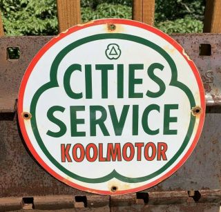 Vintage Cities Service Gasoline Porcelain Sign,  Gas Station,  Pump Plate,  Oil