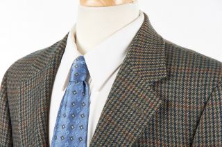 Vintage Brooks Brothers Sport Coat 40 R In Honey Gold Wool W Blue Rust Check