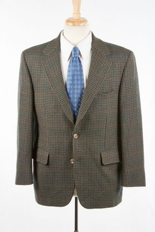 Vintage BROOKS BROTHERS Sport Coat 40 R in Honey Gold Wool w Blue Rust Check 2