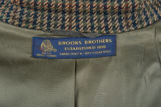 Vintage BROOKS BROTHERS Sport Coat 40 R in Honey Gold Wool w Blue Rust Check 3