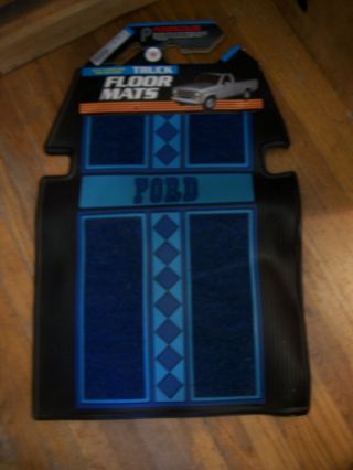 Vintage Ford Diamond Blue Carpet Rubber 28 " X 20 " Suv/ Truck Floor Mats