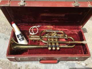 Antique Vintage Jazz York Airflow Air Flow Trumpet Rare W/ Locking Case & Mute