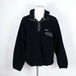 Vintage Patagonia Synchilla Black Snap - T Fleece Hoody Pullover Jacket Xl