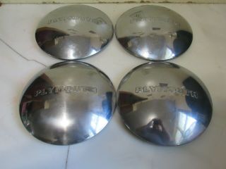 Vintage Set Of 4 1949 1950 Plymouth Car Dog Dish Hubcaps 9 "