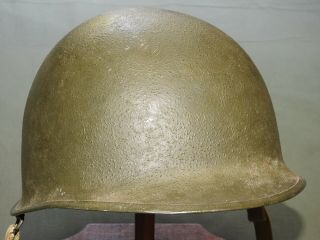 Us Army Usmc Marine Ww2 M - 1 Steel Combat Helmet Antique Vtg W/ Sewn Chinstraps