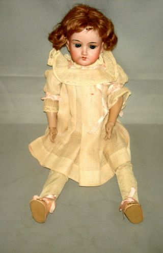 Antique 16” Gebruder Knoch Doll 201 6/0 Dep Bisque Head Wooden Body Sleepy Eyes