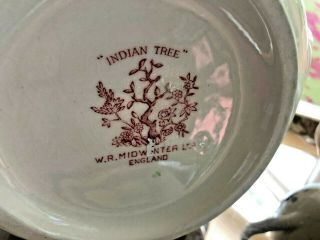 England INDIAN TREE Teapot,  Cream & Sugar Vintage W.  R.  Midwinter Ltd.  pink green 2