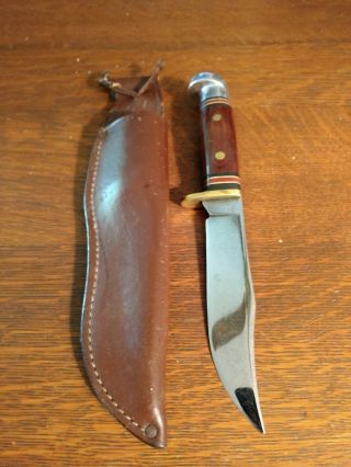 Vintage Western W 36 Fixed Blade Hunting Knife And Leather Sheath