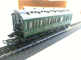 (3) Marklin Vintage 330/1,  C - 7,  3rd Class Passenger Coaches With Boxes,  Green