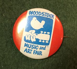 Vintage Woodstock Music And Art Fair 50 Pin Button Rare? Original? Peace Love