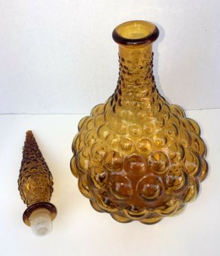 Genie Bottle Decanter Mid Century Amber Glass Empoli Made in Italy Vintage 3