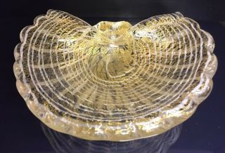 Vintage Murano Ercole Barovier & Toso Zebrati Glass Shell Bowl Dish Aventurine