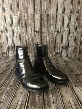 Vintage E.  T Wright Black Leather Beatles Zip Up Ankle Boots Size 11b/aa