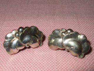 Vintage Georg Jensen Danish Sterling Silver Leaf & Grapes Clip Earrings 50