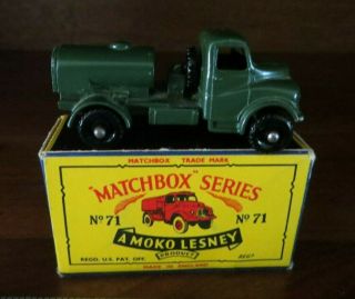 Vintage Moko Lesney Matchbox Series No.  71 Army Water Truck Engla