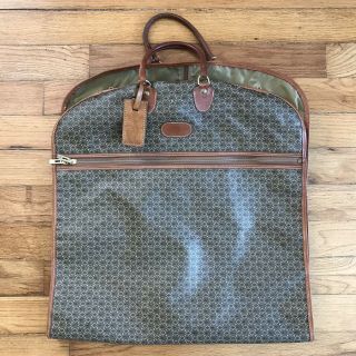 Vtg Hartmann Monogram Vintage Travel Garment Bag Leather Handles Euc Luggage