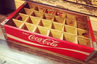 Vintage 1972 Coke Coca Cola Wood Soda Crate 24 Dividers