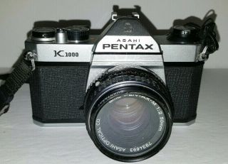 Pentax K1000 Film Camera 35mm Slr 50mm 1:2 Lens Perfectly Vtg Photography