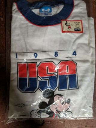 Mickey Mouse Usa 1984 Olympics Disney T - Shirt Large