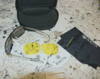 Vintage Beretta Aviator Shooting Glasses Sunglasses W/extra Lenses And Kit