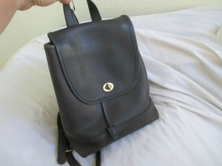 Coach Vintage Black Leather Medium Backpack Bag