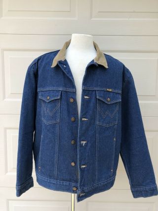 Vintage Wrangler Blanket Lined Western Jean Jacket Coat,  Mens 48 Reg Usa Denim
