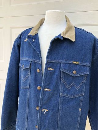 Vintage Wrangler Blanket Lined Western Jean Jacket Coat,  Mens 48 REG USA Denim 2