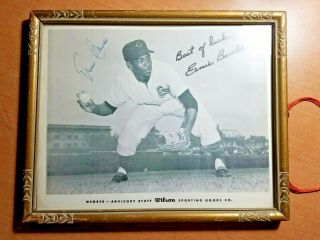Ernie Banks Signed Vintage Wilson Sporting Goods Ad Photo,  Framed,  Chicago Cubs