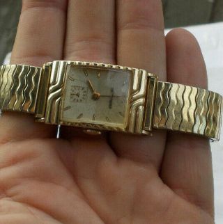 Rare Vintage Antique Wittnauer 10k Gold Filled Wind Up Watch Wristwatch Men 