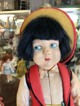 Antique 15” Italian Cloth Doll Lenci Manner Boy Doll Cute Outfit c1930s 2